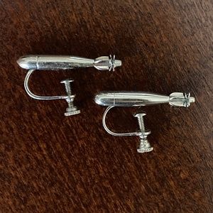 Rare World War II Era “Sweetheart Jewelry" Torpedo Earrings